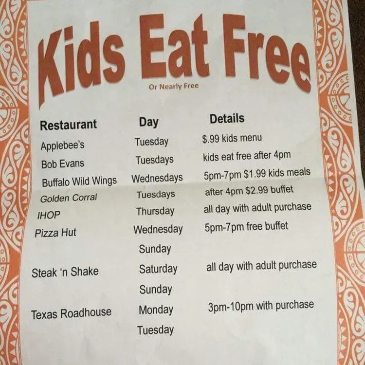 Free Applebees Kids Meals