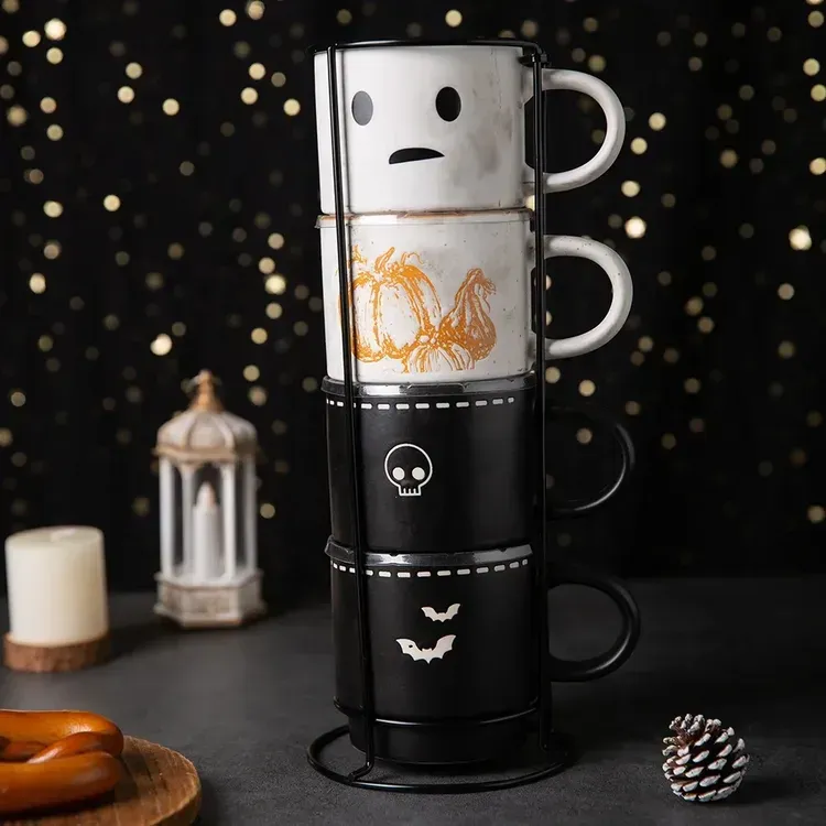 Free Halloween Ghost Mug Stack
