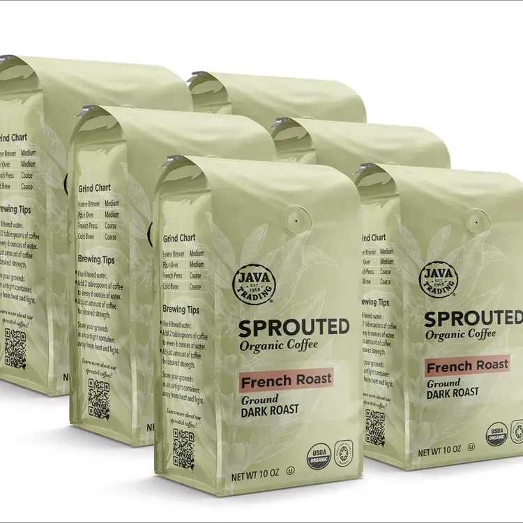 Free Java Trading Sprouted Organic French Roast Ground Coffee Sample From Freeosk