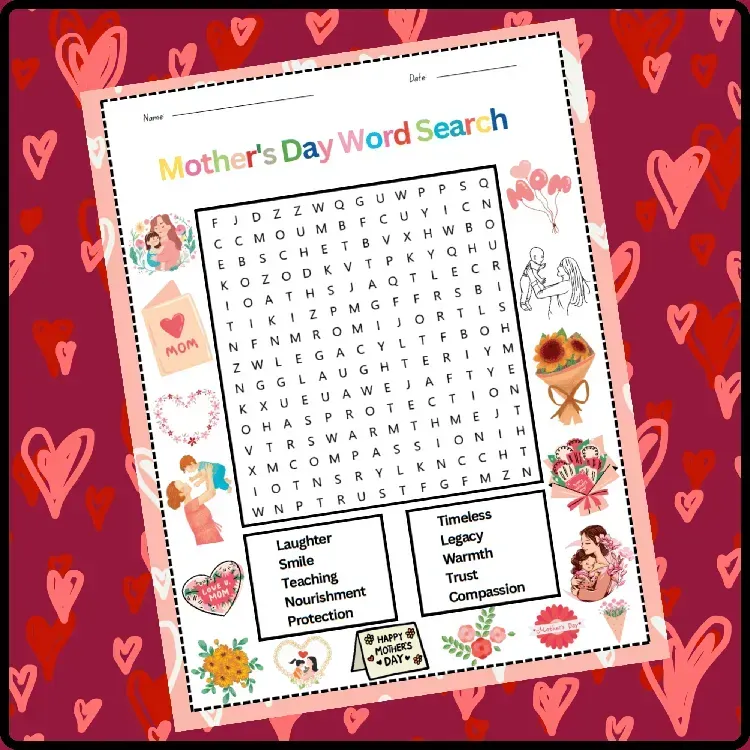 Free Mothers Day Word Searches From Logic Lovely