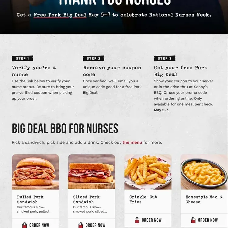Free Sonnys BBQ Pulled Pork Deals